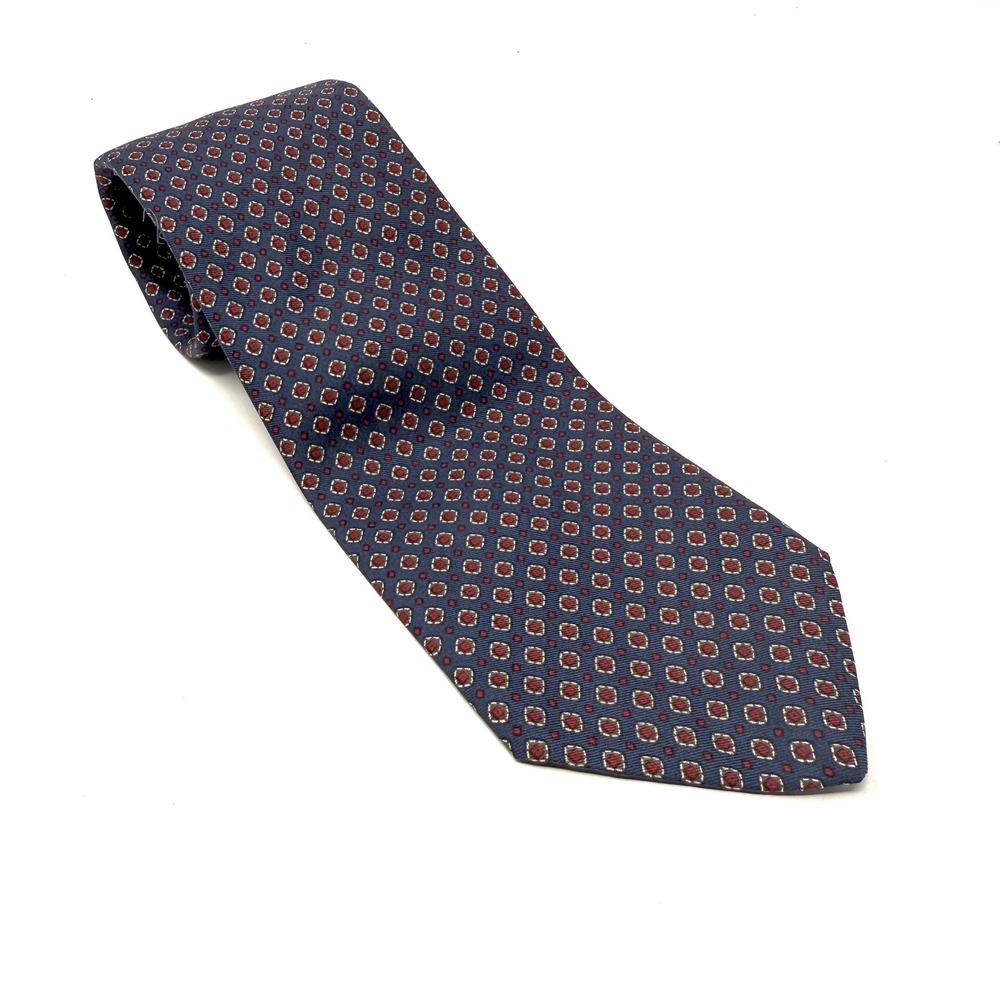 Hickey's by J S Blank All‎ 100% Silk Mens Tie Red Blue Yellow Geometric Pattern